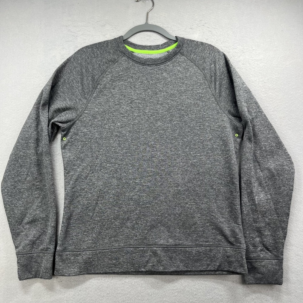 Champion Duo Dry Sweatshirt Mens Medium Gray Crewneck Sleeve Pocket Athletic